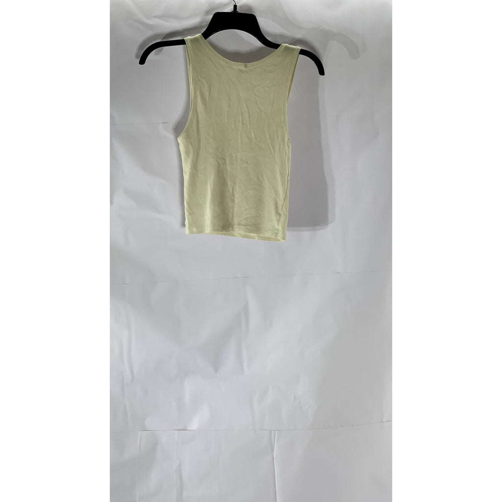 SKIMS Women's Beige Ribbed Scoop-Neck Cropped Tank Top SZ M