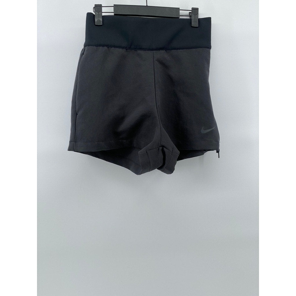 NIKE Women's Gray High-Rise Tech Side-Zip Hem Active Shorts SZ M