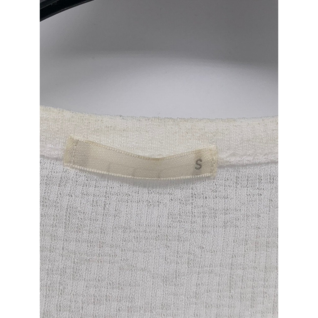 GU Women's Off-White Crewneck Lightweight Textured Oversized Long Sleeve Top SZS