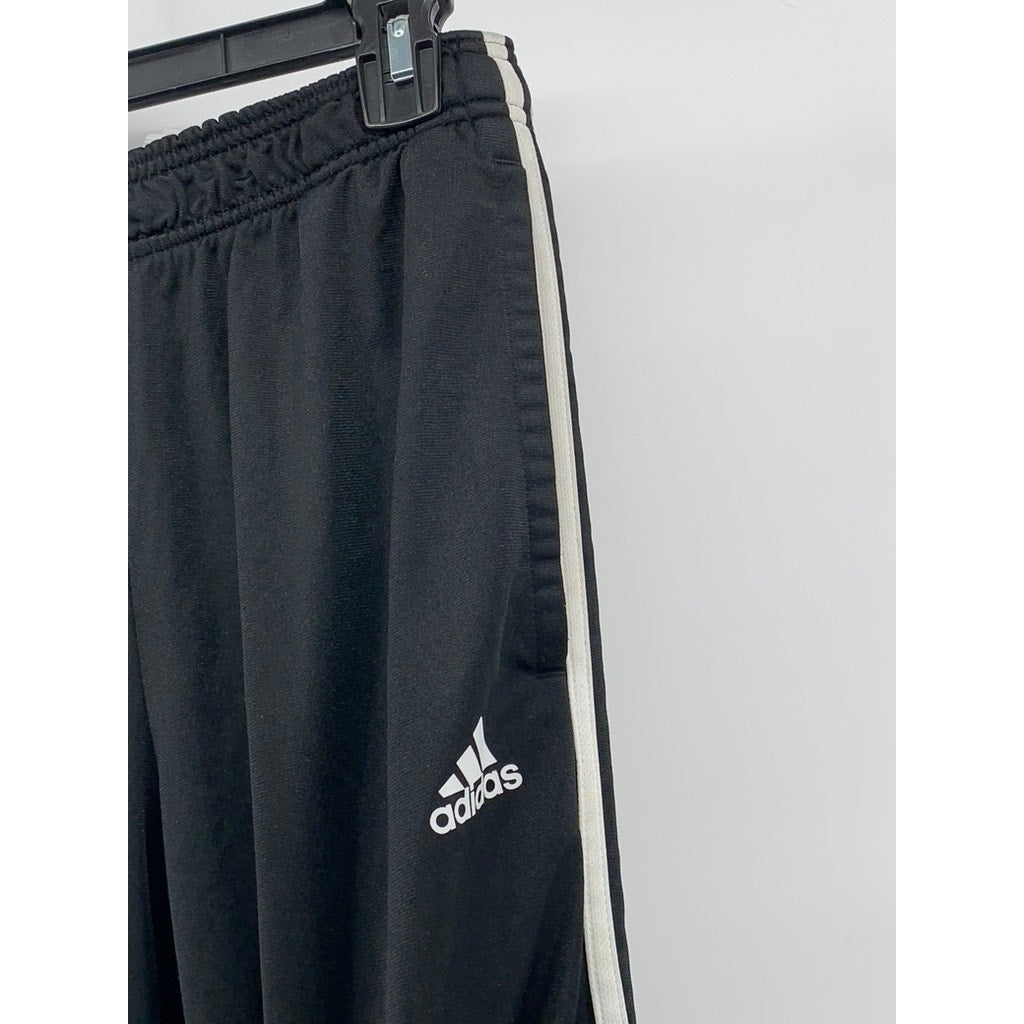 ADIDASS Men's Black-White 3-Stripe Pull-On Active Jogger Sweatpants SZ M