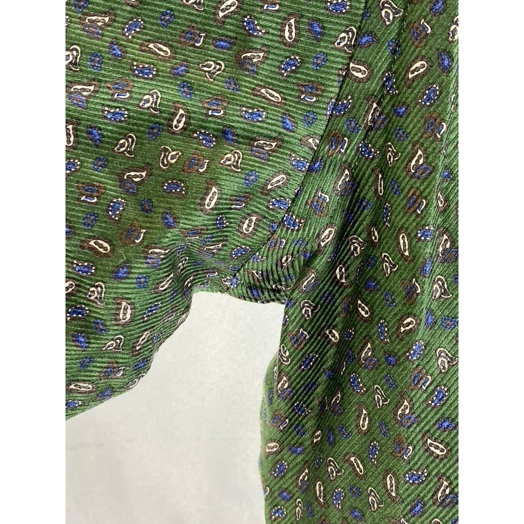 DAVID DONAHUE Men's Green Paisley Fusion Button-Up Long Sleeve Shirt SZ 15.5(M)
