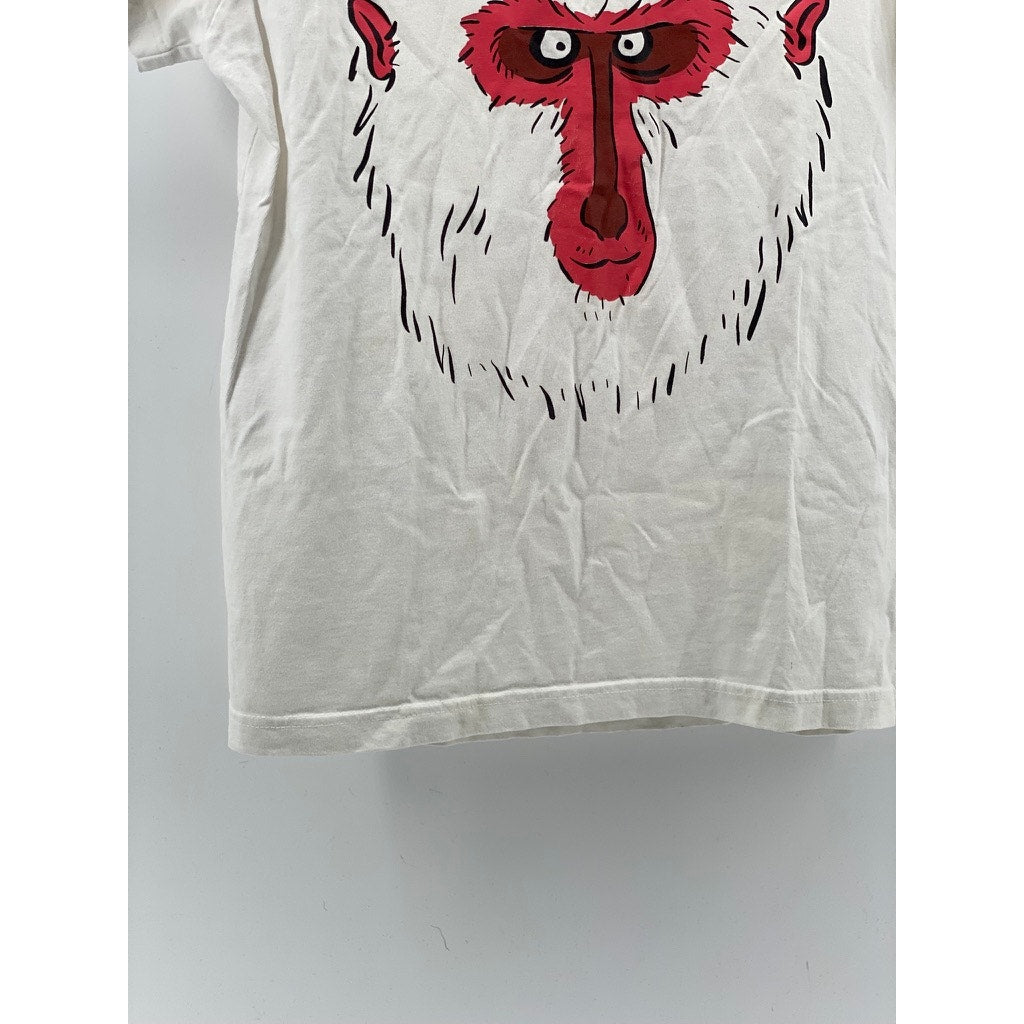 ROLY Men's White Bamboo Head Graphic Crewneck Short Sleeve Casual T-Shirt SZ M