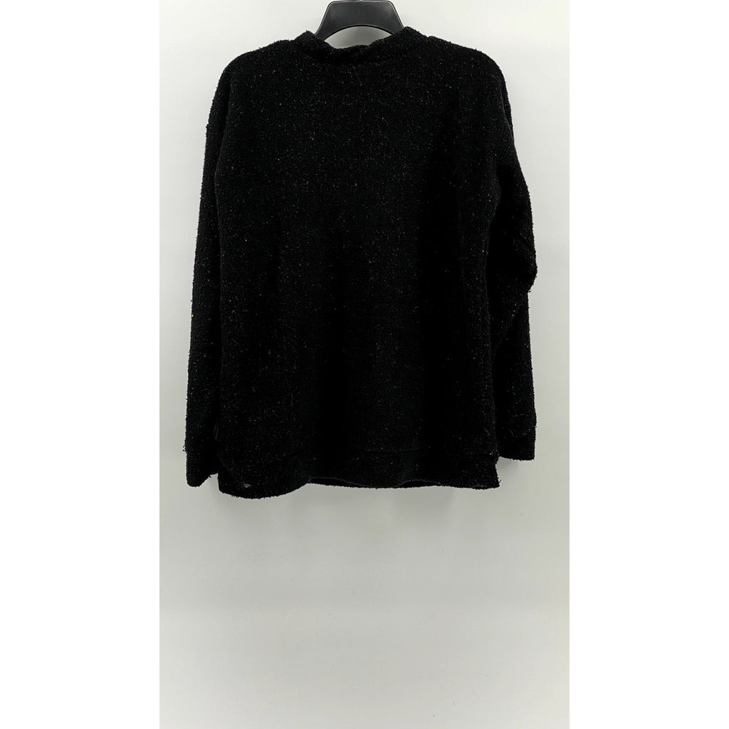 WOOLLY THREADS Men's Black-Multicolor Speckle Yale Logo Crewneck Sweater SZ M