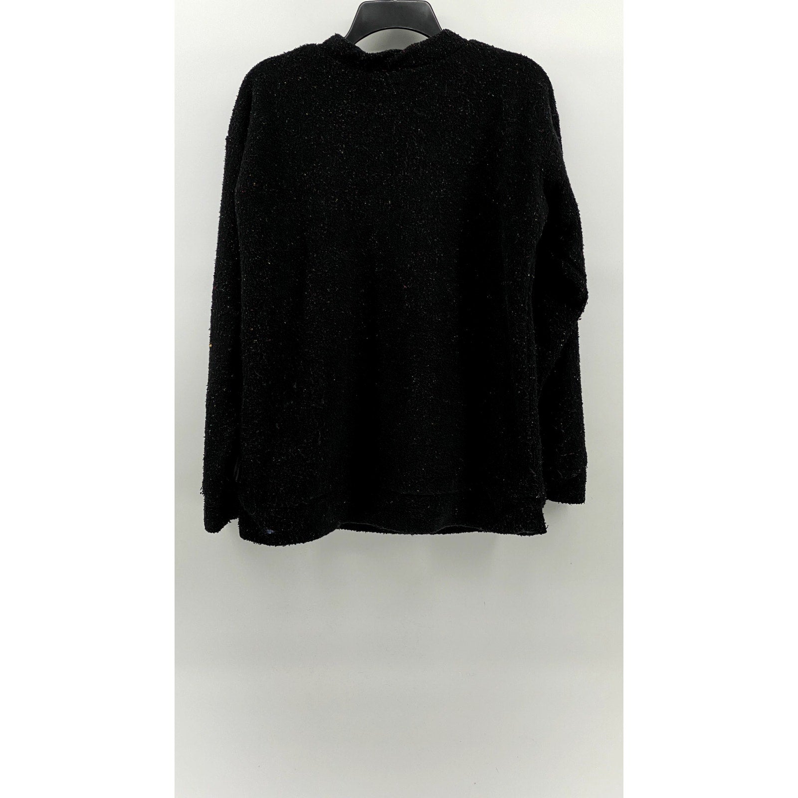 WOOLLY THREADS Men's Black-Multicolor Speckle Yale Logo Crewneck Sweater SZ M