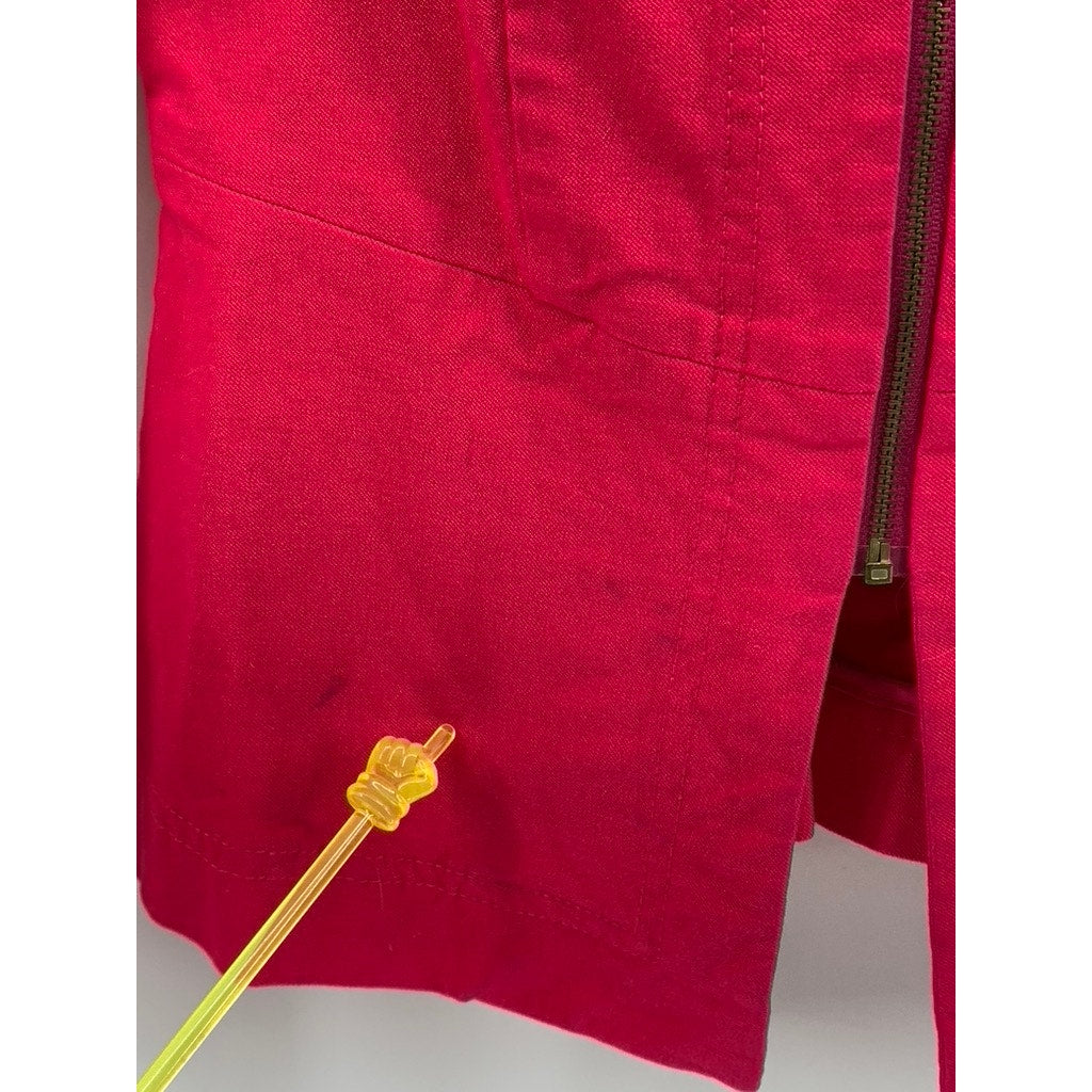 BANANA REPUBLIC Women's Fuchsia Pink Collarless Long Sleeve Zip-Up Jacket SZ S