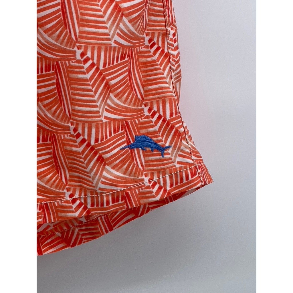 TOMMY BAHAMA RELAX Men's Orange Printed Drawstring Swim Shorts SZ M