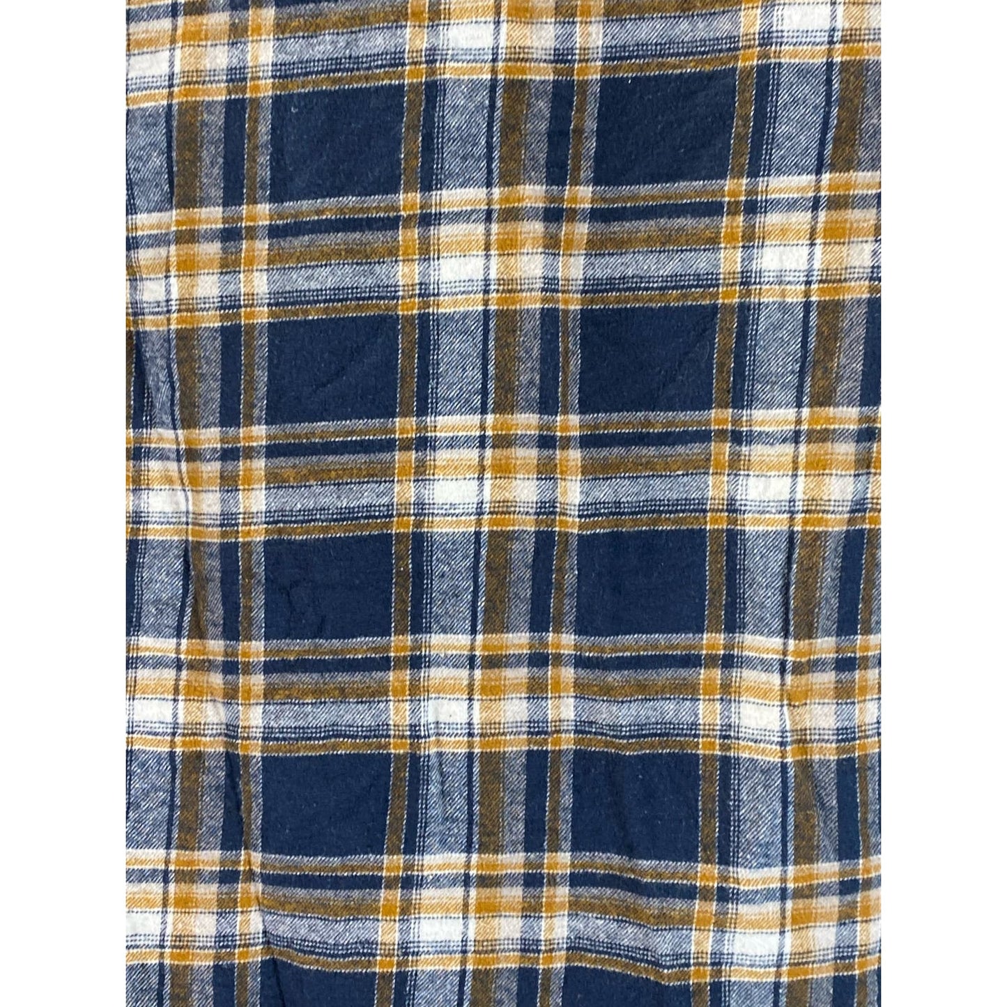 LUCKY BRAND Men's Navy/Yellow Plaid Classic-Fit Button-Up Flannel Shirt SZ L