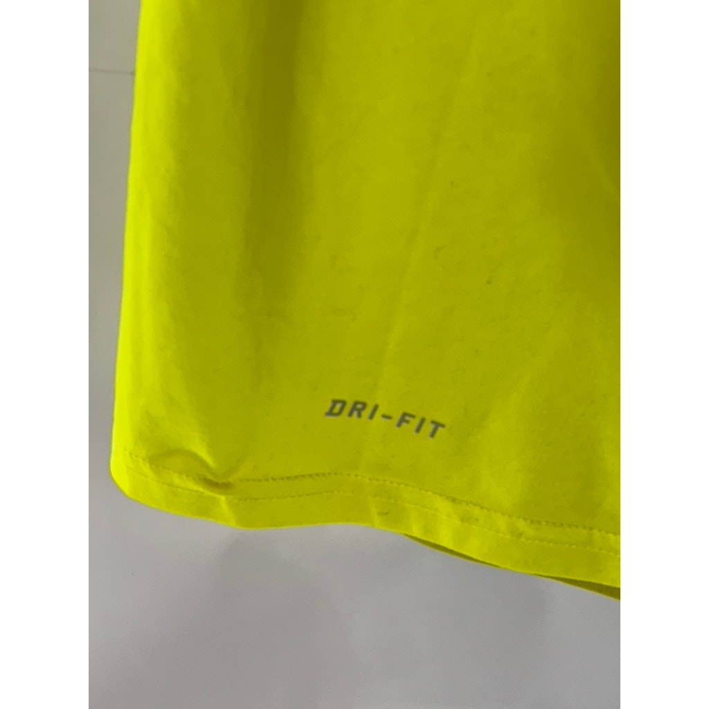NIKE Men's Yellow/Green Dri-Fit  Pit Crew Logo Crewneck Short Sleeve T-Shirt SZS