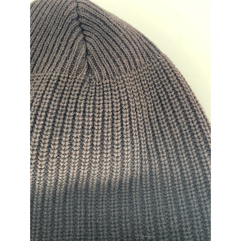 THE NEW YORK TIMES Men's Black-Bleached Rib Knit Cuffed Short Beanie SZ OS