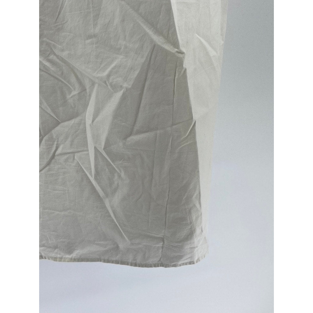 MUJI Women's Off-White V-Neck Henley Sleeveless Chest Pockets A-Line Dress SZ M