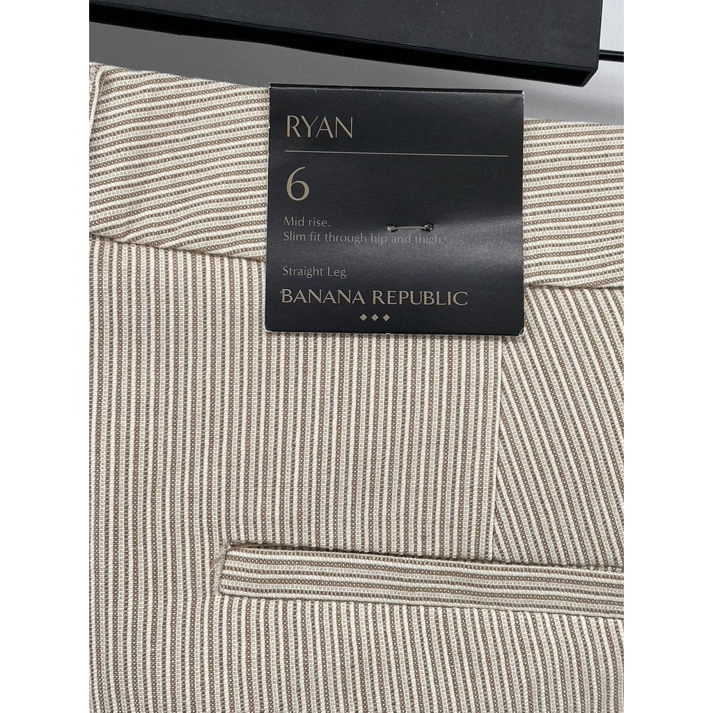 BANAN REPUBLIC Women's Kha-Kee Stripe Ryan Slim-Fit Straight-Leg Pants SZ 6