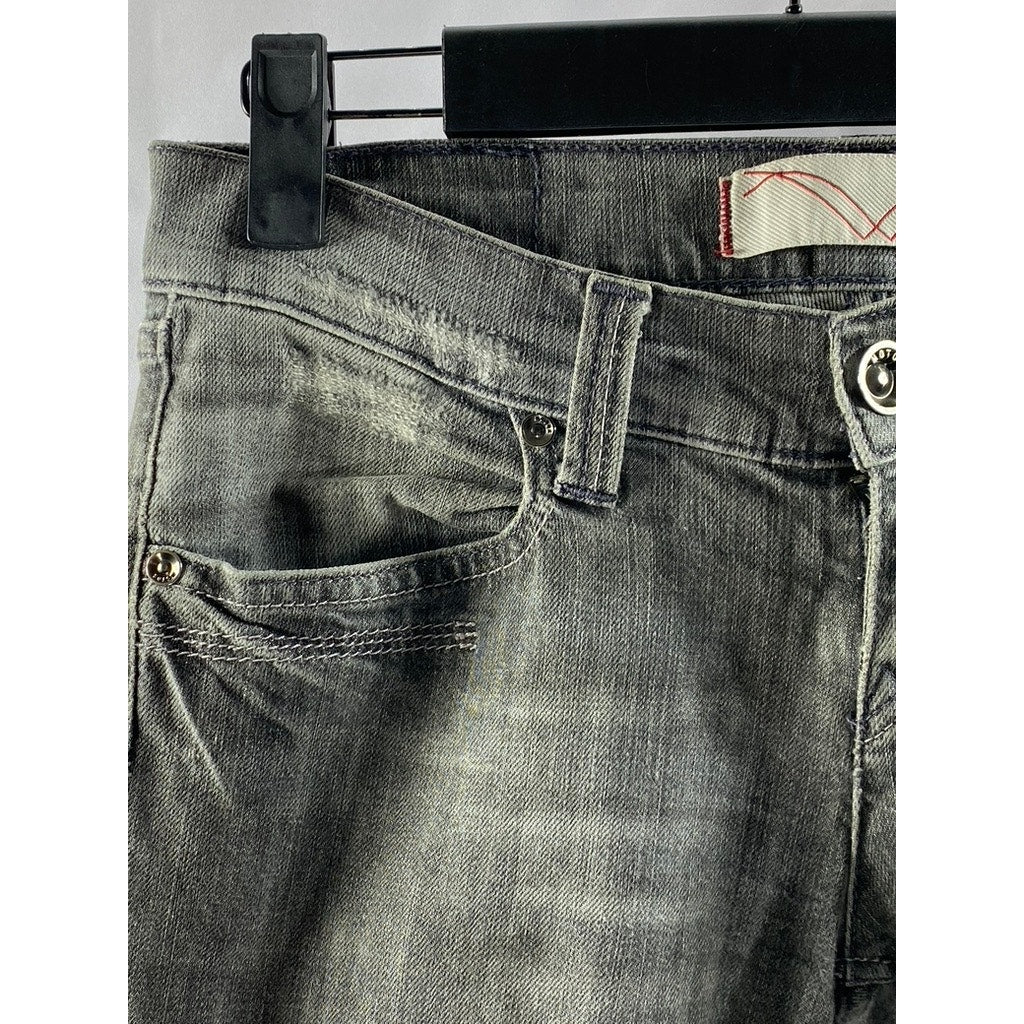 MOTOR JEANS Women's Washed Black Straight-Leg Denim Distressed Jean SZ 26