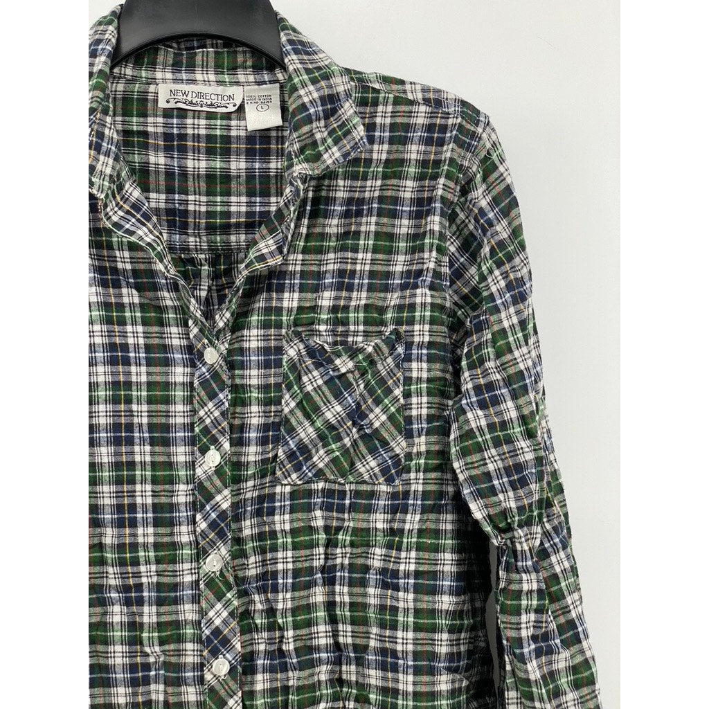 NEW DIRECTION Men's Green Button Down SIZE L