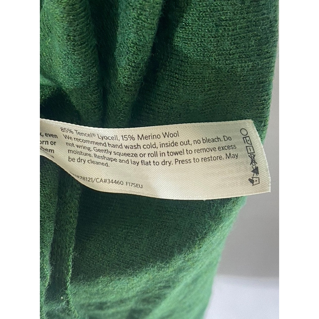 UNBRANDED Women’s Dark Green Tencell-Merino Wool Turtleneck Pullover Sweater SZM