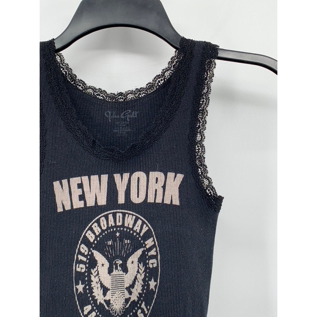 JOHN GALT Women’s Black New York Lace-Trim Casual Sleeveless Tank Top SZ OS