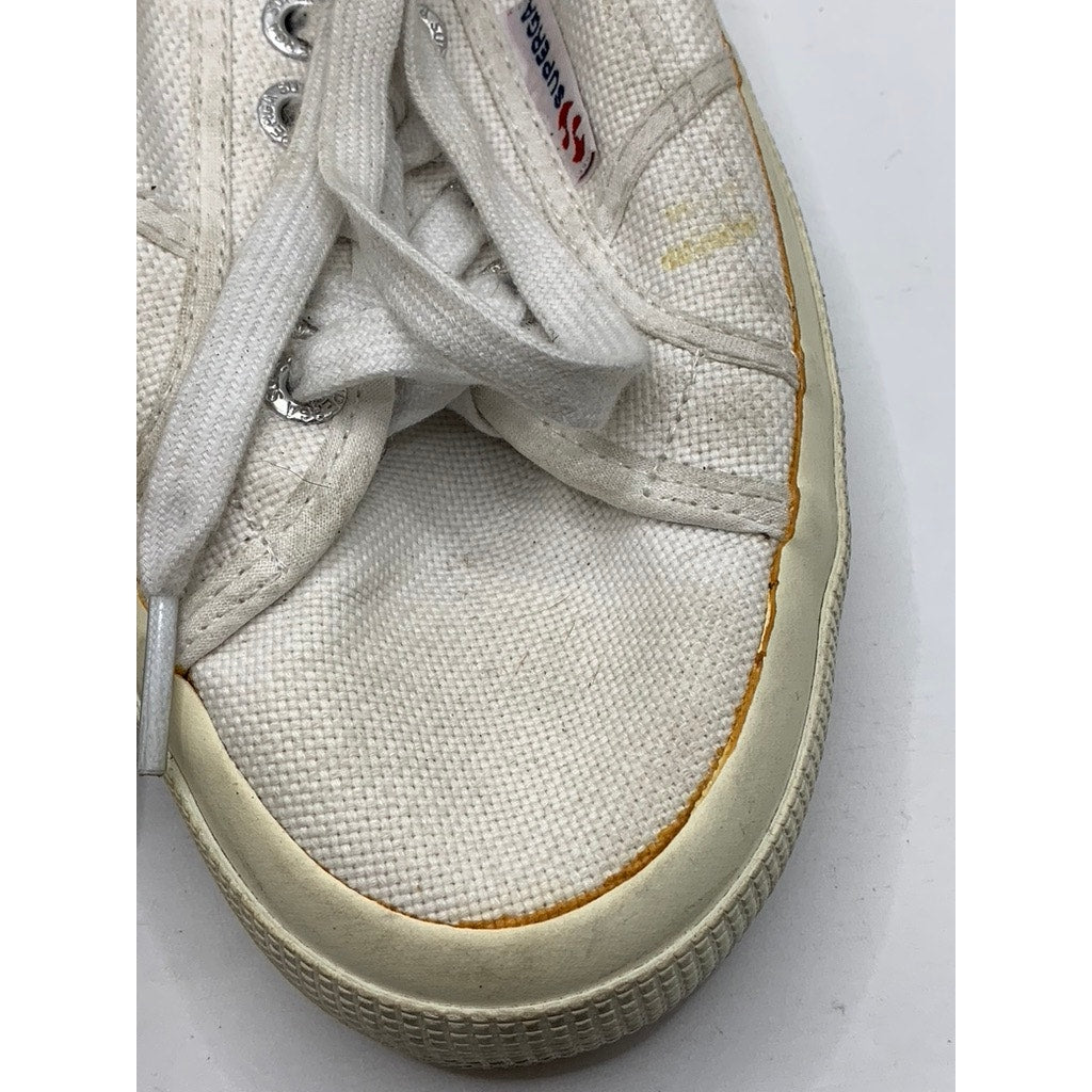 SUPERGA Unisex White Canvas Classic Sneakers SZ M6.5/W8
