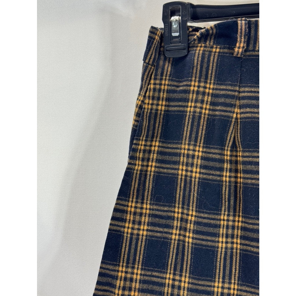 VANS Women's Navy/Yellow Plaid Belted Skort SZ M