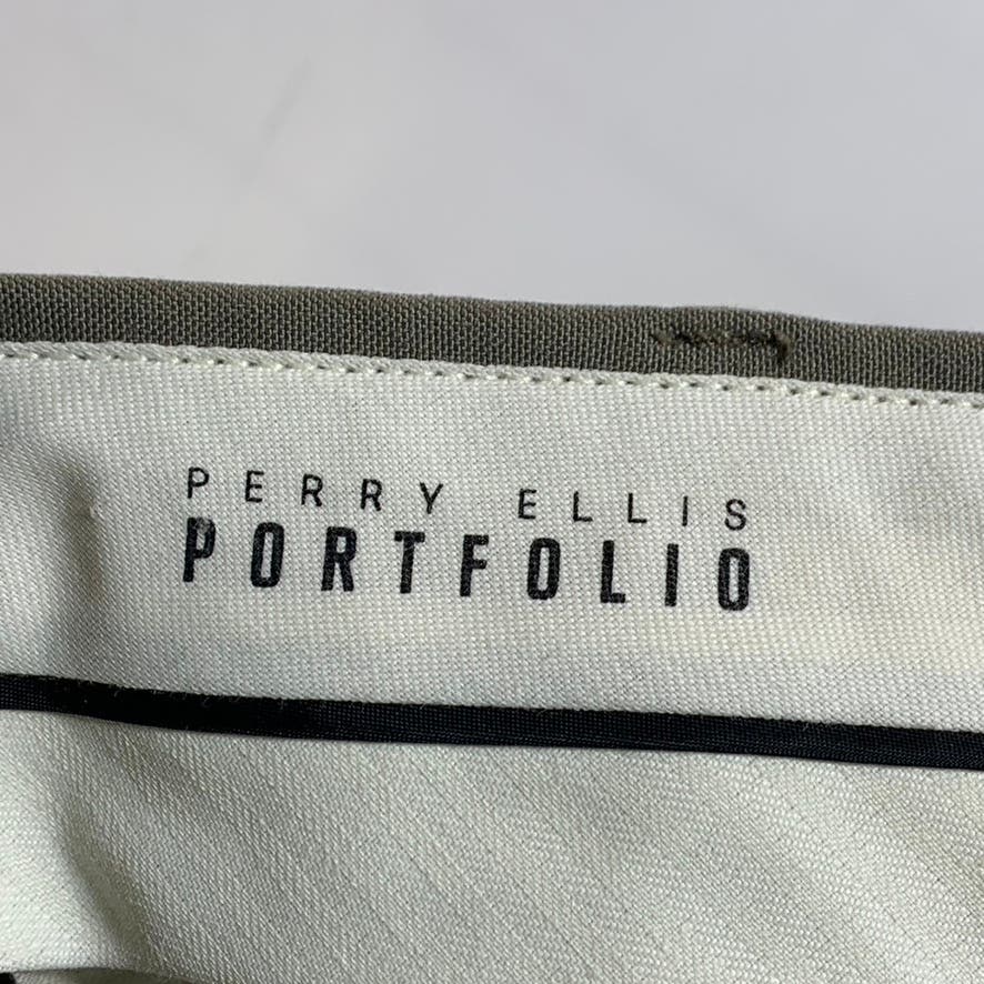 PERRY ELLIS PORTFOLIO Men's Tan Pleated-Front Classic-Fit Dress Pants SZ 38X32