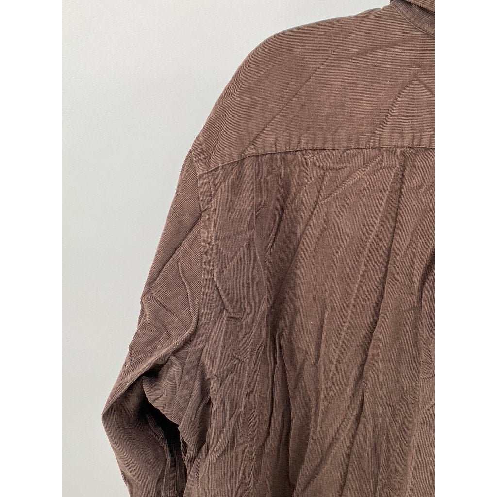 LANDS END Men's Vintage Brown Button Down SZ (XL) (17-17 1/2)