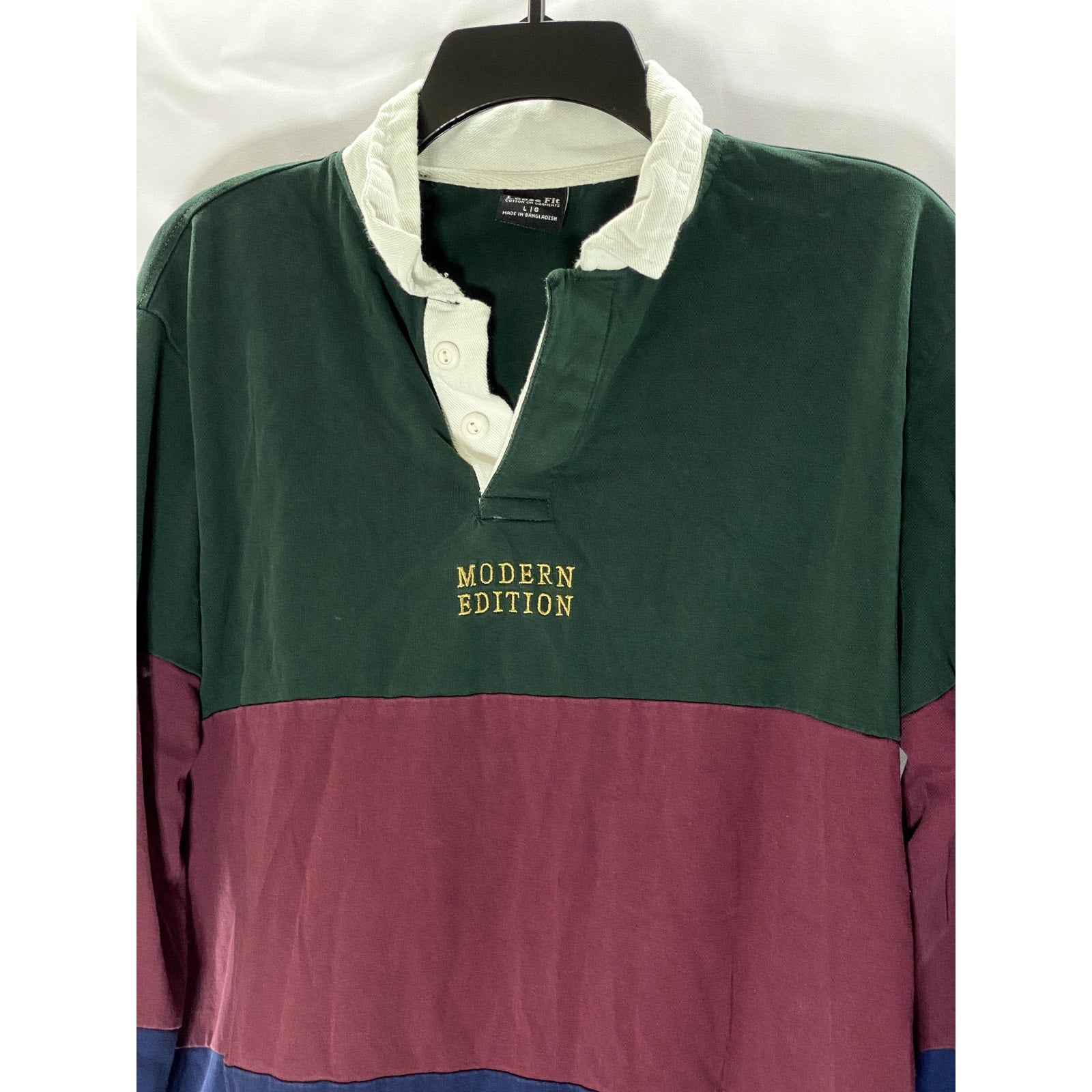 COTTON ON Men's Vintage Multicolor Striped Loose-Fit "Modern Edition" Shirt SZ L