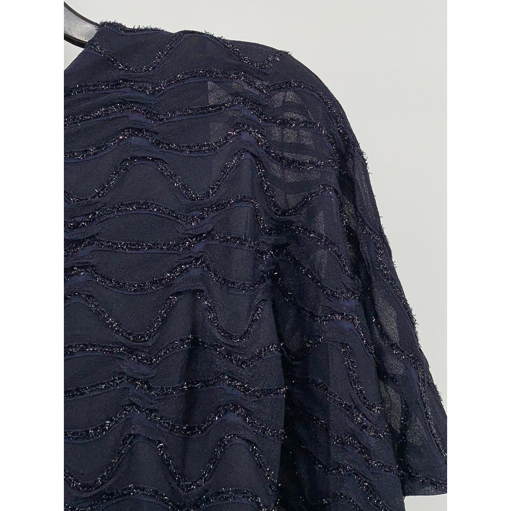 ENFOCUS STUDIO Women's Navy Asymmetrical Shawl Sheath Dress SZ 4