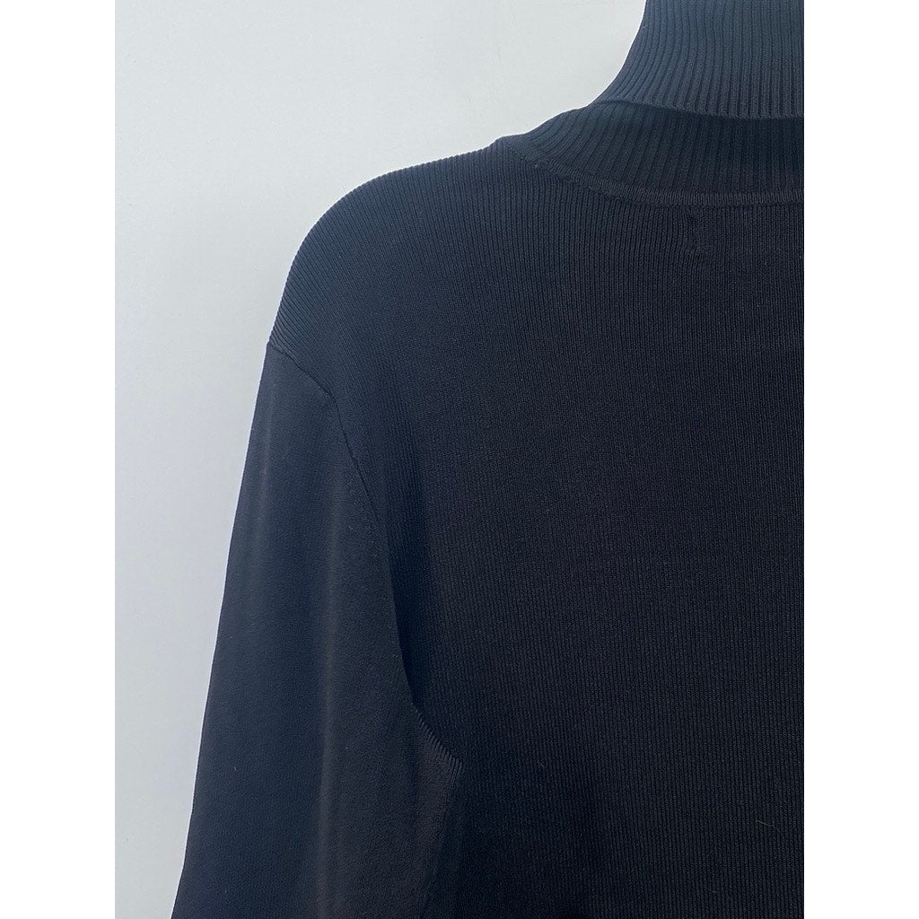 WORTHINGTON Women's Vintage Black-White Color-Block Long Sleeve Turtleneck SZ L