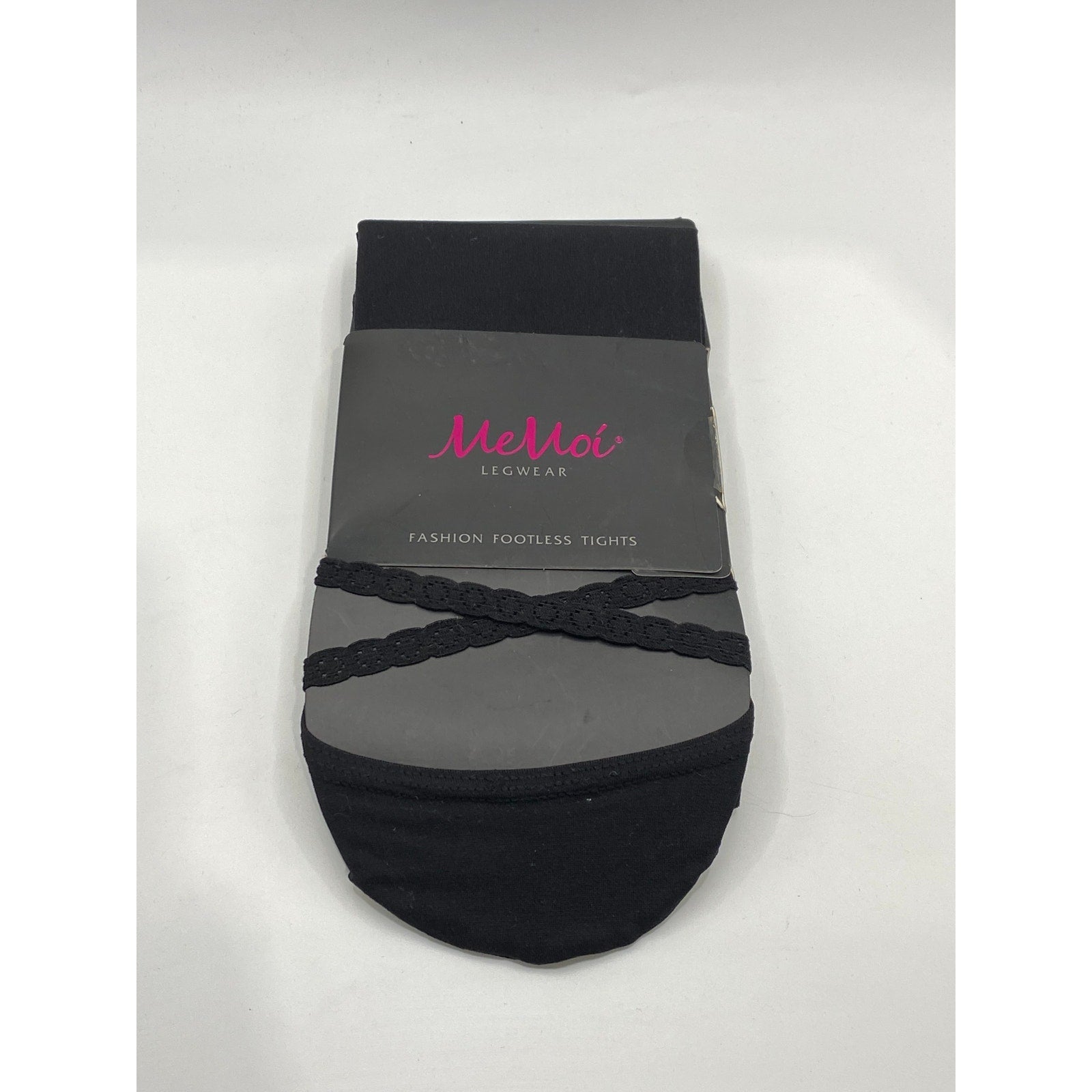 MEMOI Women's Black Solid Semi Sheer Criss-Cross Cutout Foot Tights SZ M/L