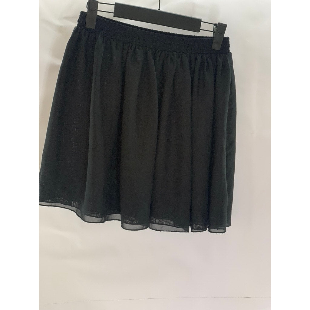 CHIFFON By AMERICAN APPAREL Women's Navy Sheer Elastic Waist Mini Skirt SZ M/L