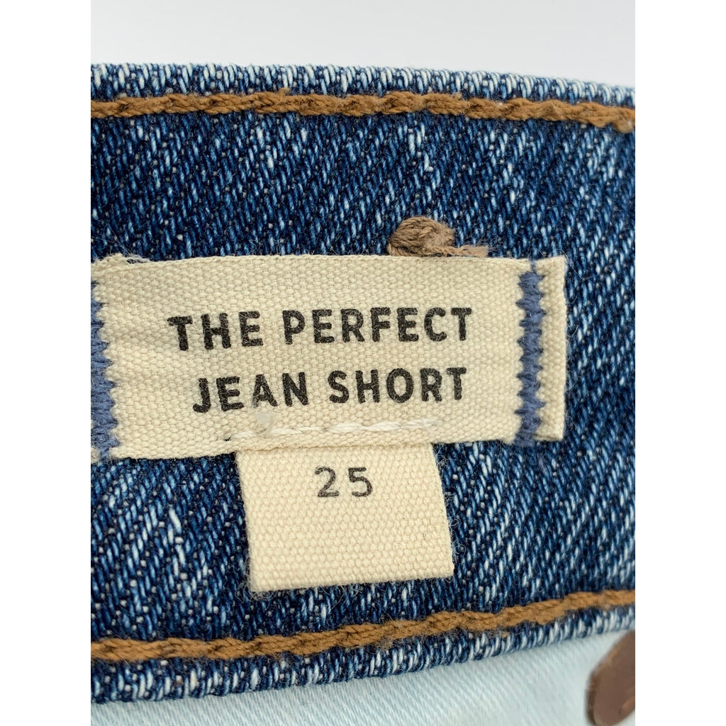 MADEWELL Women's Medium Blue Denim Frayed The Perfect Jean Short SZ 25