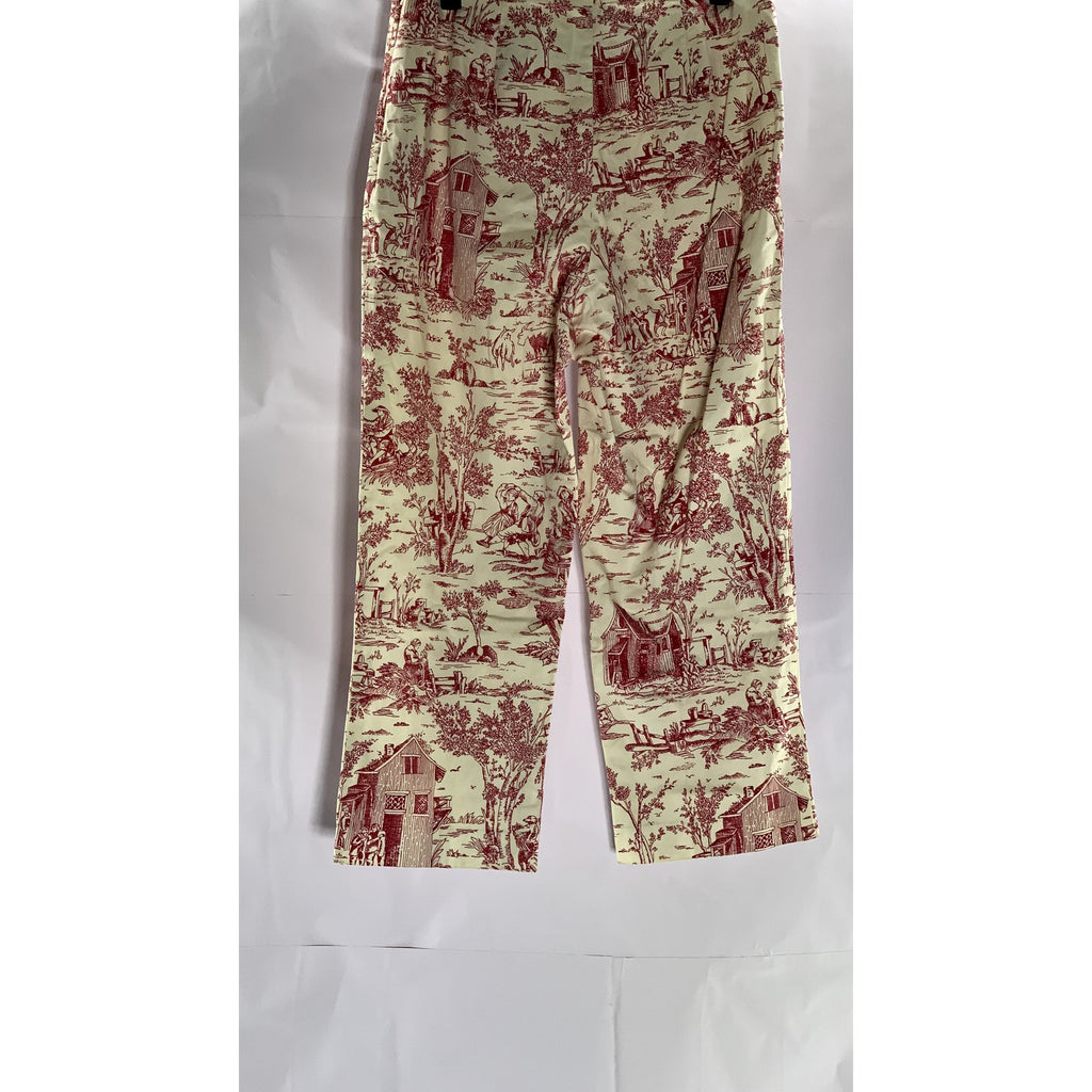 WHITE STAG Women's Vintage Tusk Red-White Printed Prairie Capri Pant SZ 10