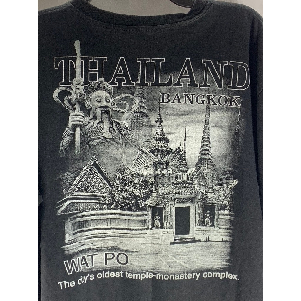 UNBRANDED Men's Black Thailand Bangkok Temple Graphic Crewneck T-Shirt SZ 2XL