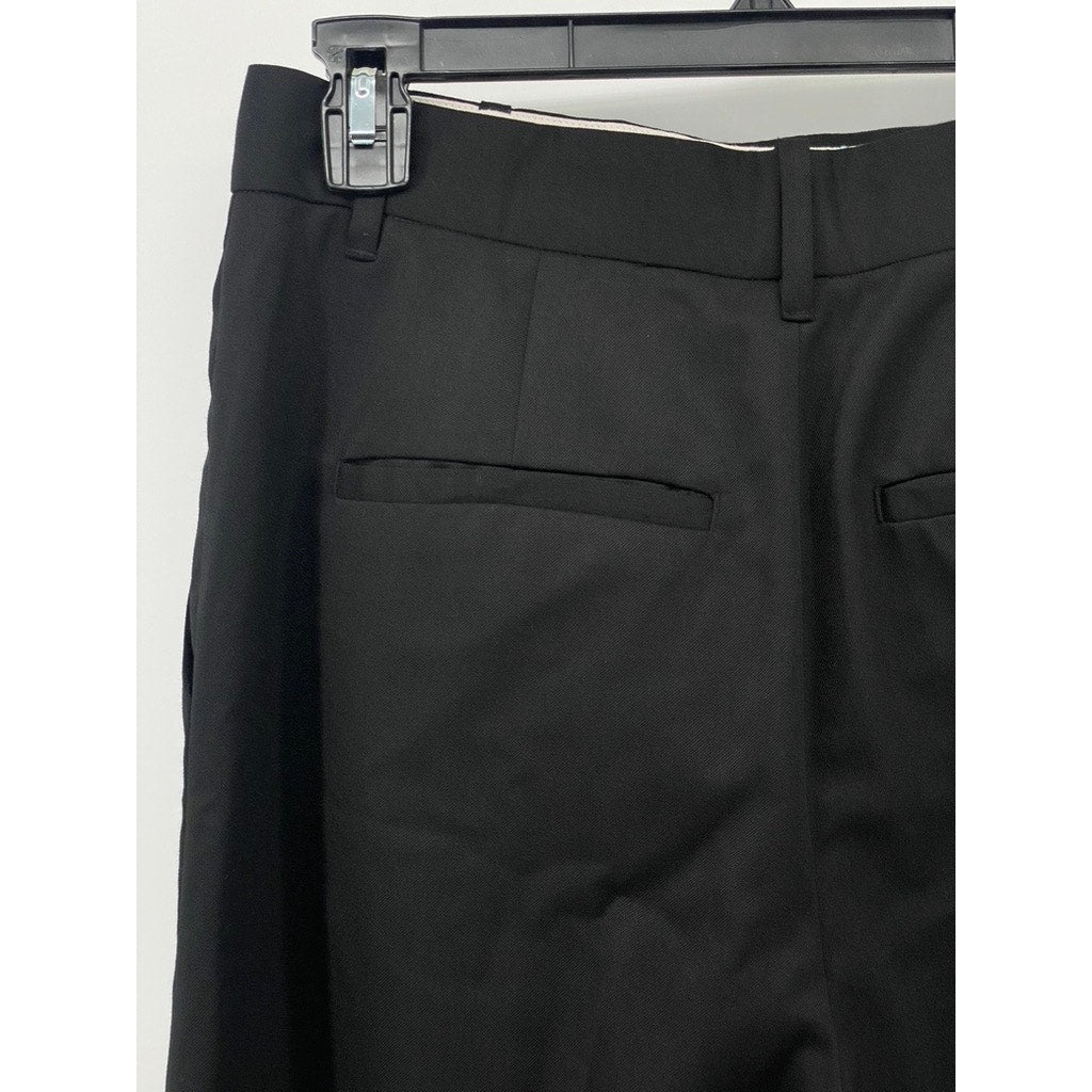 CLUB MONACO Women's Black Wool-Blend Pleated Straight-Leg High-Rise Pants SZ 6