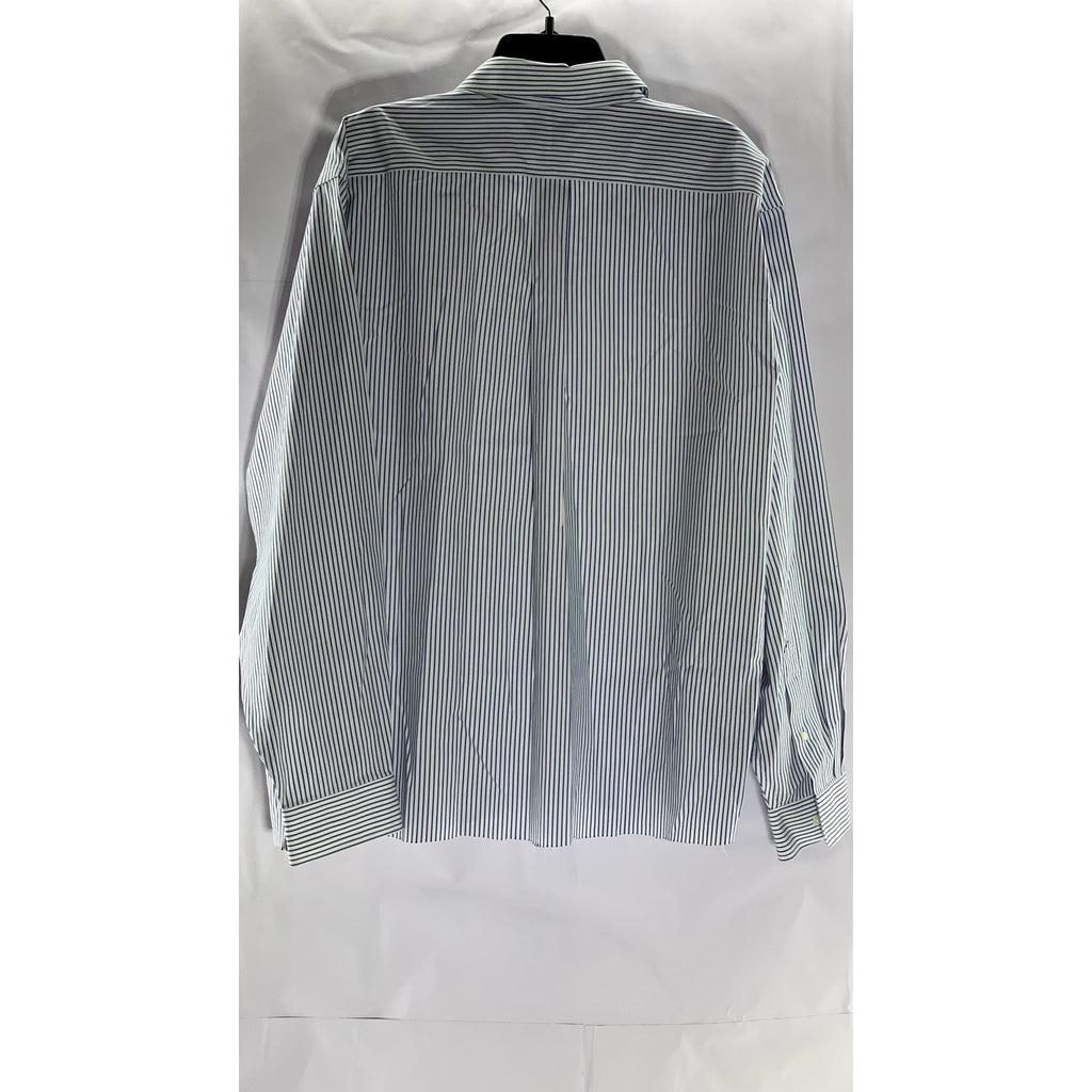 L.L. BEAN Men's Blue-White Striped Classic-Fit Button-Up Long Sleeve Shirt SZ XL