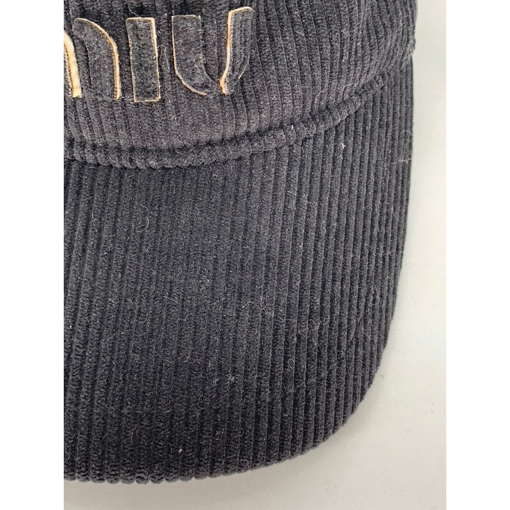 MIU MIU Unisex Black Velvet Corduroy Patch Baseball Cap SZ OS