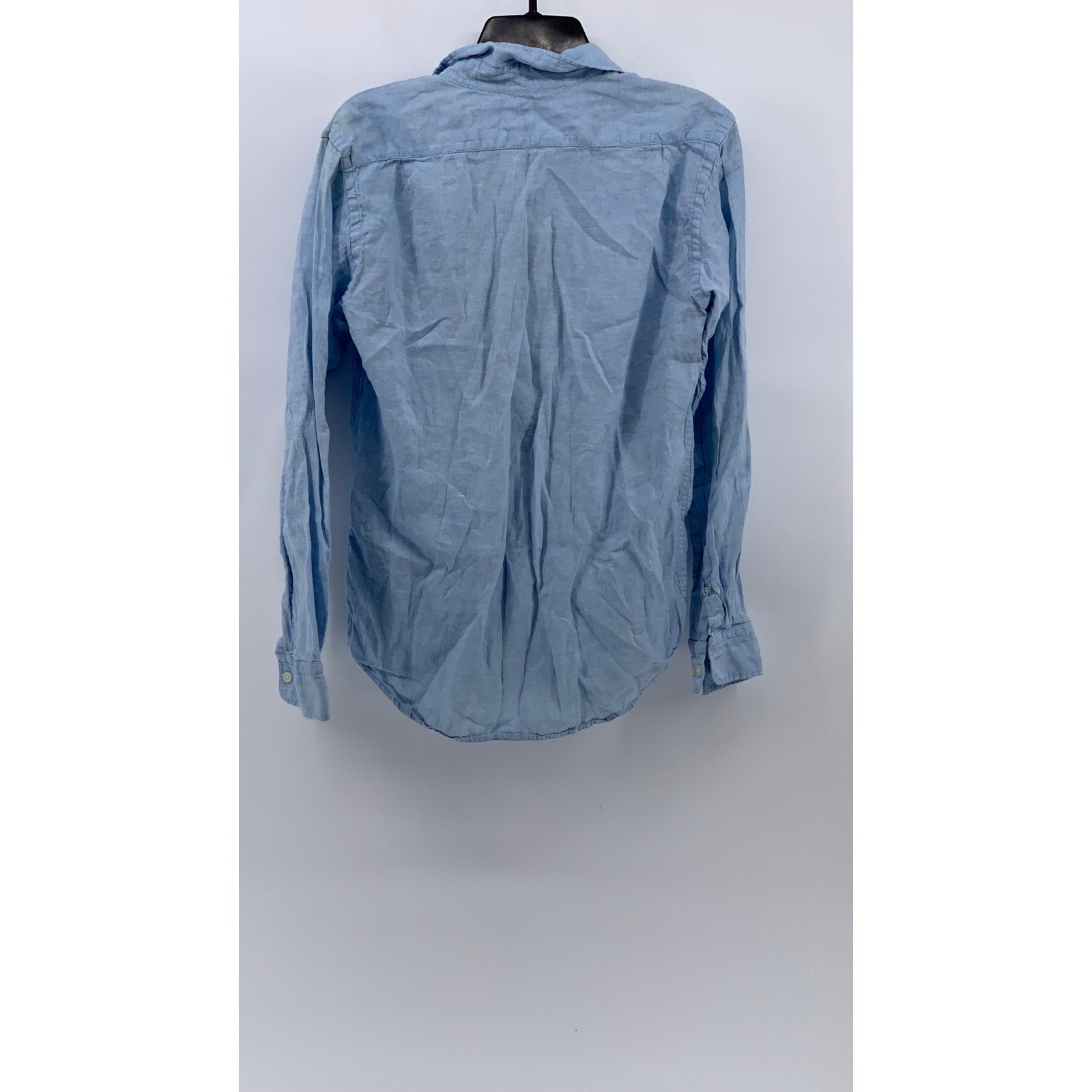 UNIQLO Men's Light Blue Linen Button-Up Long Sleeve Regular-Fit Shirt SZ XS