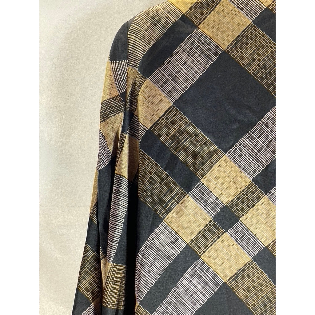 FRANCESCA OF DAMON FOR STARINGTON Women's Tan/Yellow Vintage Plaid Silk Coat SZ8