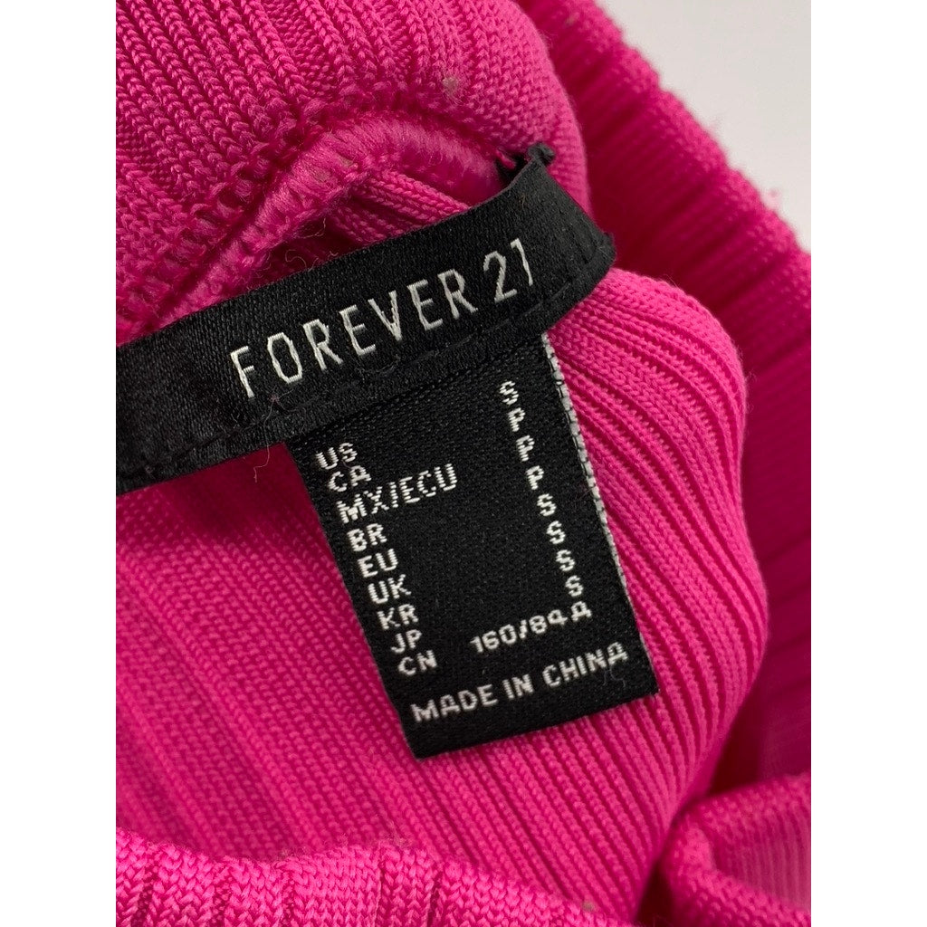 FOREVER 21 Women's Fuchsia Pink High-Neck Sleeveless Cropped Top SZ S