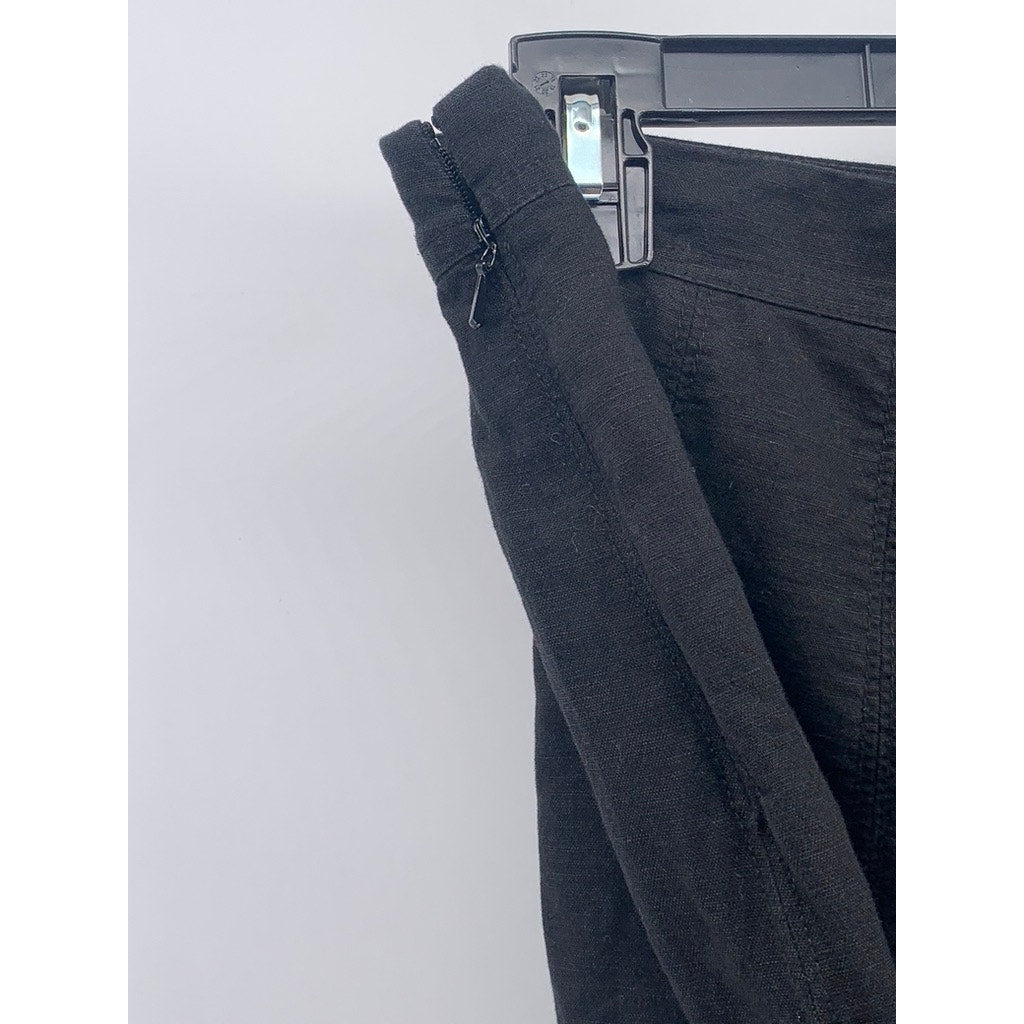 SMART SET Women's Black Linen-Blend Ruffle-Hem Pull-On Mini A-Line Skirt SZ 7