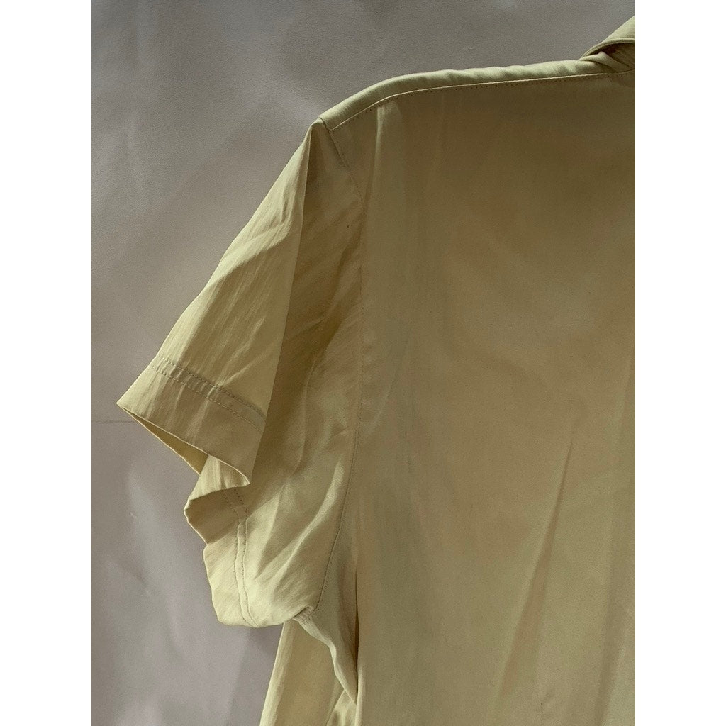 JORDACHE FASHION Women's Vintage Tan Button-Up Short Sleeve Top SZ L