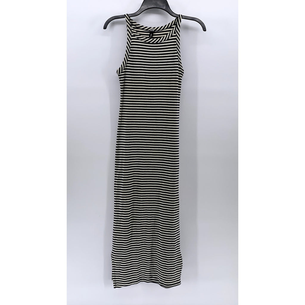 DESIGN LAB LORD & TAYLOR Women's Navy-White Striped Crewneck Maxi Dress SZ XS