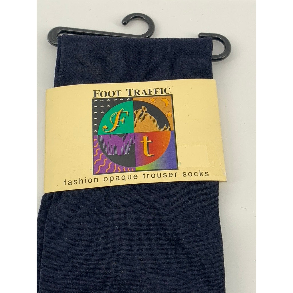 FOOT TRAFFIC Women's Navy Fashion Opaque Trouser Socks SZ OS