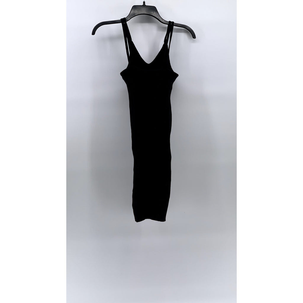 LOVE REPUBLIC Women’s Black Double Strap Ribbed V-Neck Knee Length Dress SZ S