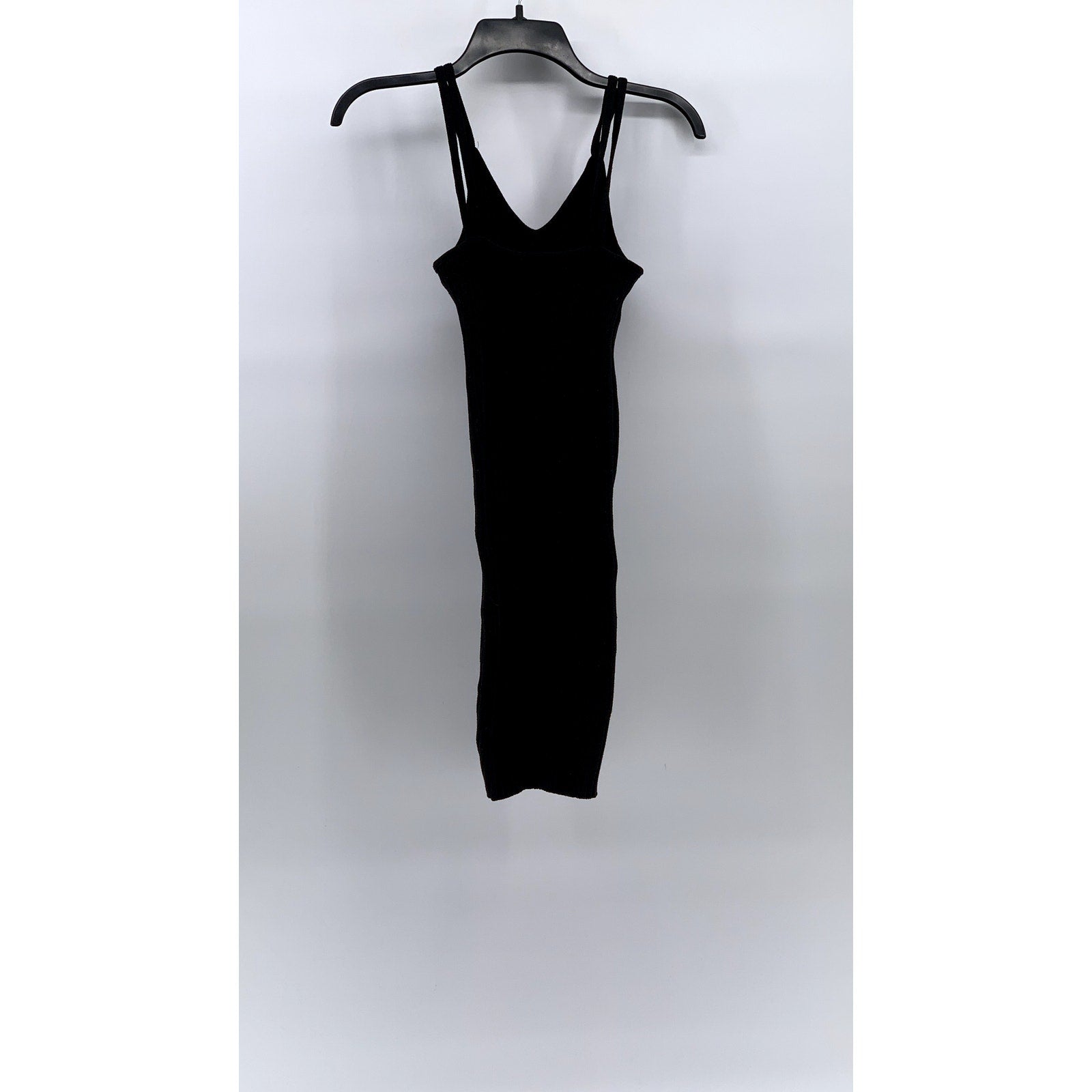 LOVE REPUBLIC Women’s Black Double Strap Ribbed V-Neck Knee Length Dress SZ S