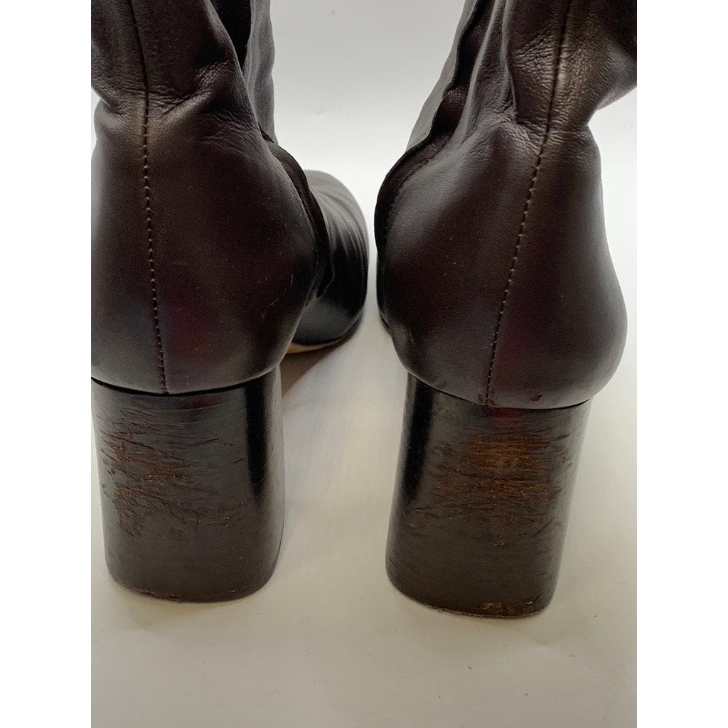 LOEFFLER RANDALL Women's Brown Leather Heeled Mid Boots SZ 8.5