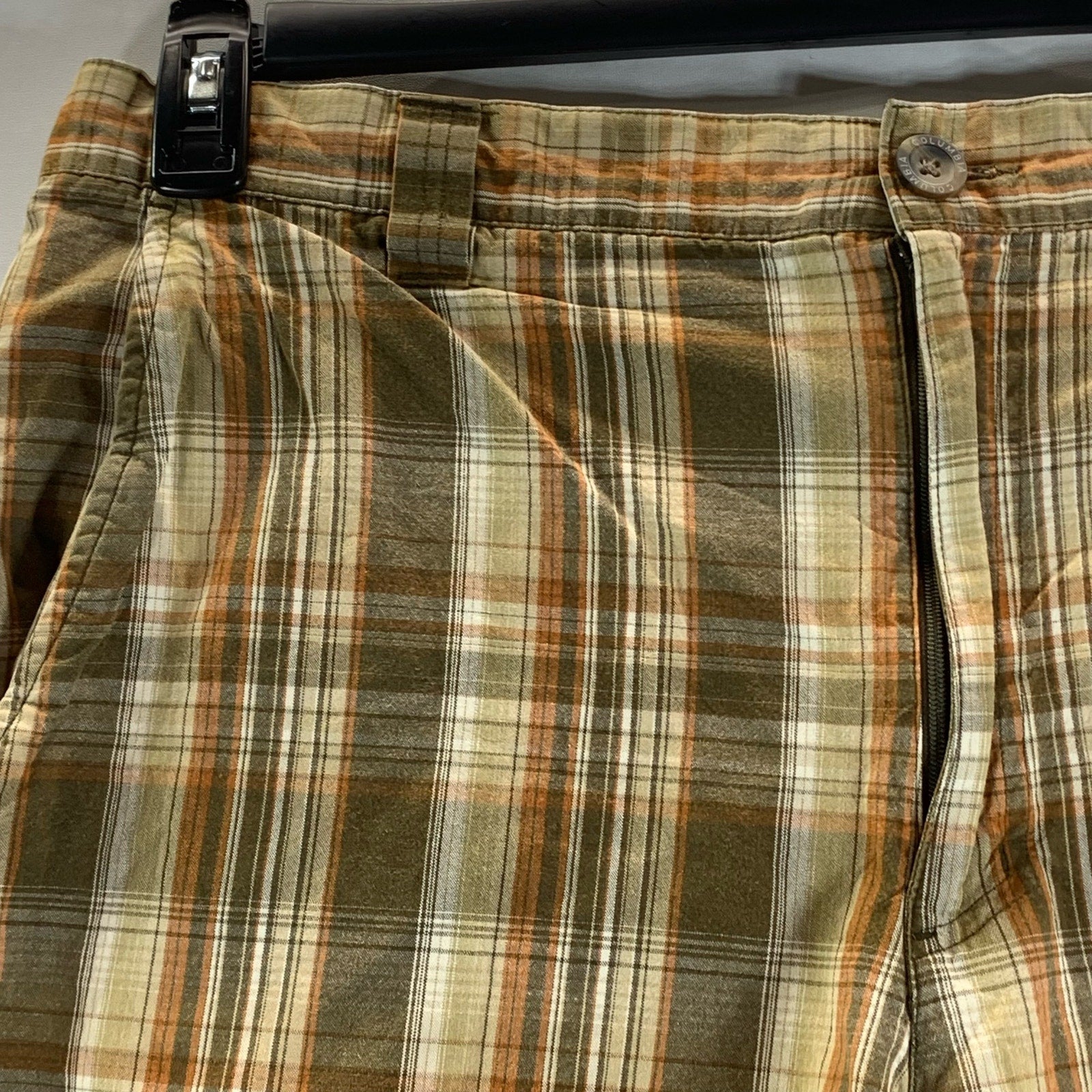 COLUMBIA Sportswear Men's Tan Plaid Casual Regular-Fit Shorts SZ 38