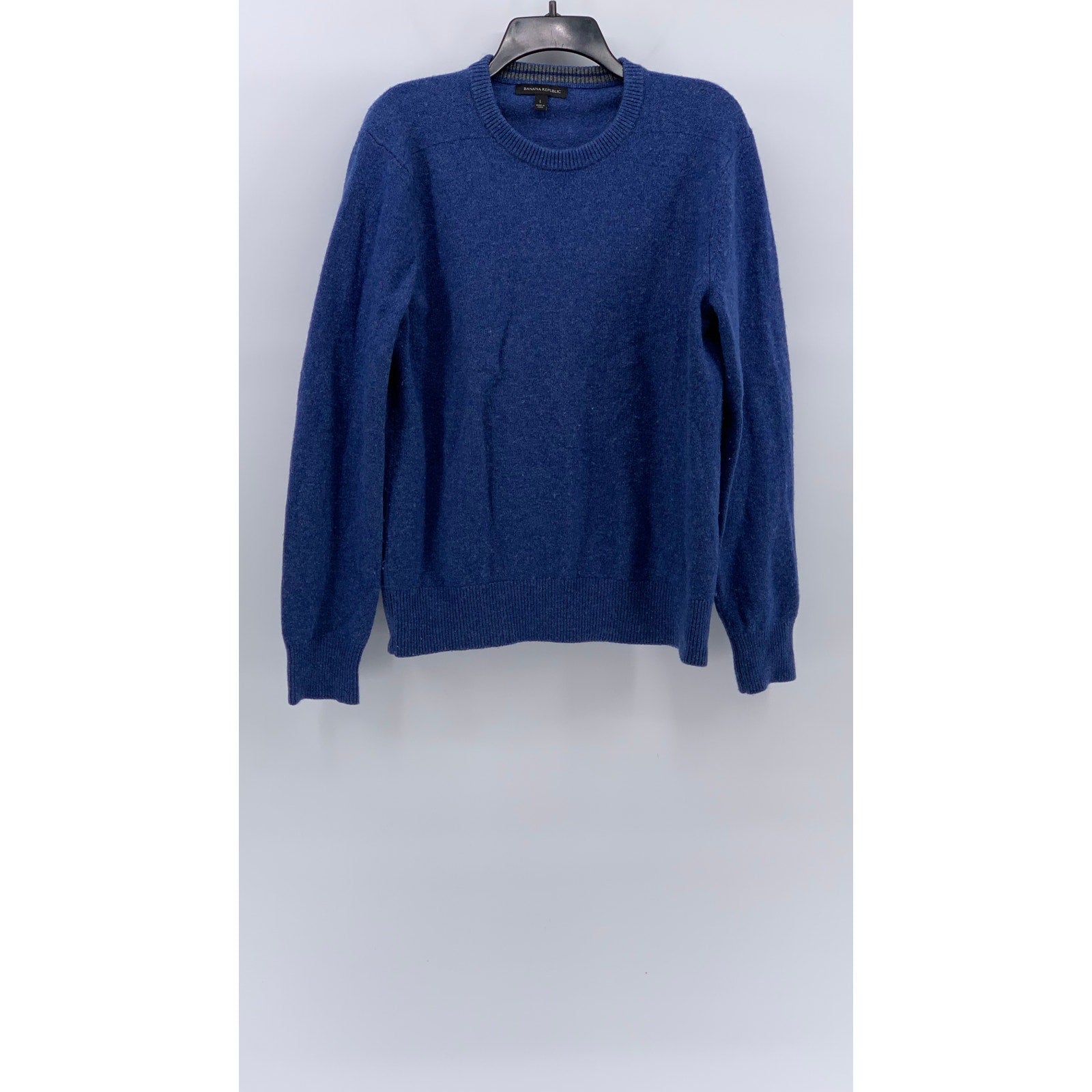 BANANA REPUBLIC Men's Blue Knit Merino-Blend Crewneck Long Sleeve Sweater SZ L