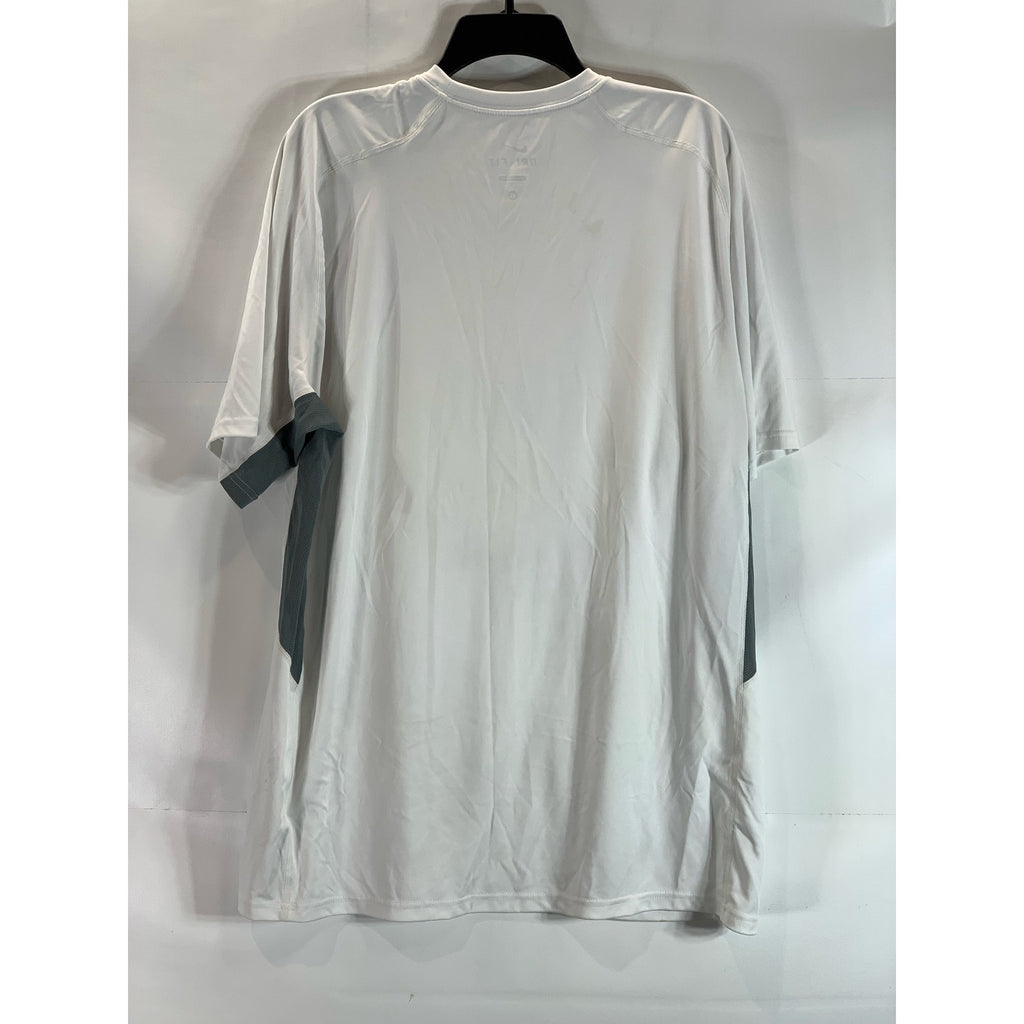 NIKE Men's White/Gray Dri-Fit Legacy Performance Crewneck Active T-Shirt SZ XL