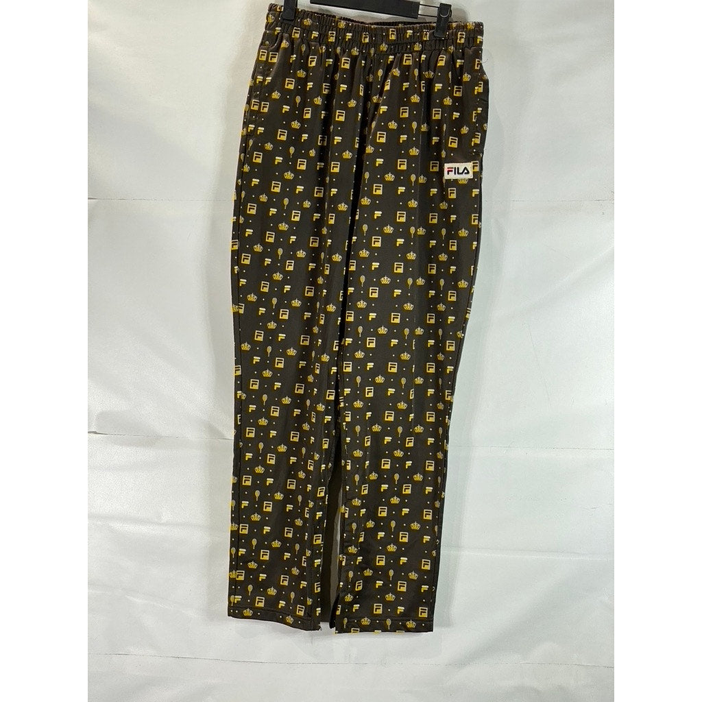 FILA For Urban Outfitters Men's Brown/Gold Monogram Zipper-Cuff Track Pants SZ S