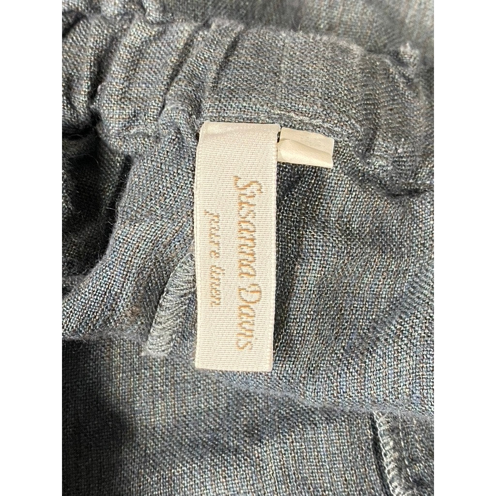SUSANNA DAVIS Women's Blue Pure Linen Wide-Leg Pant SZ S