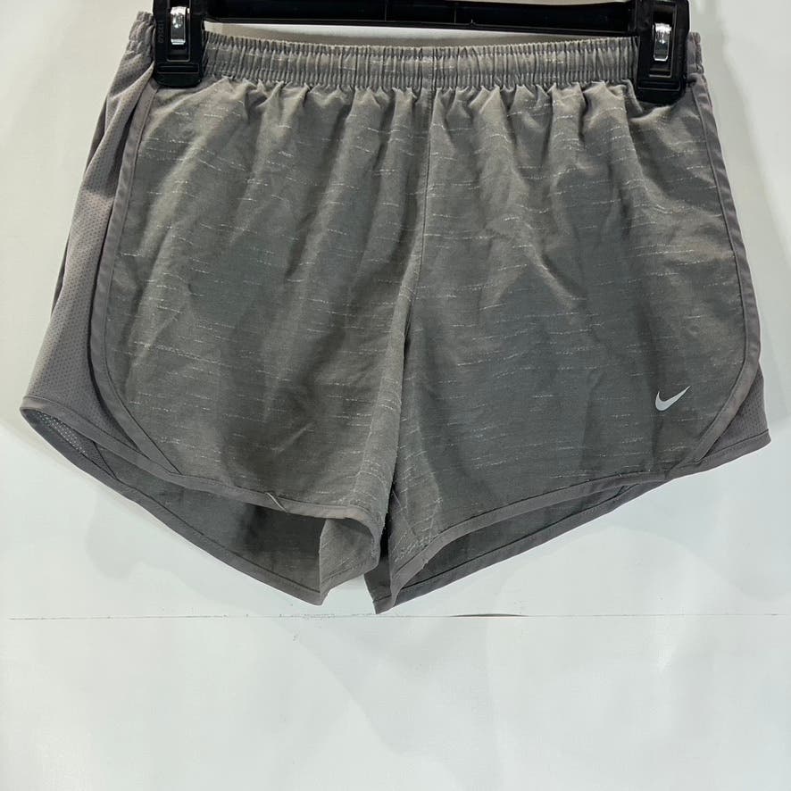 NIKE Women’s Gunsmoke Wolf Gray Dri-FIT Brief-Lined Tempo Running Shorts SZ L